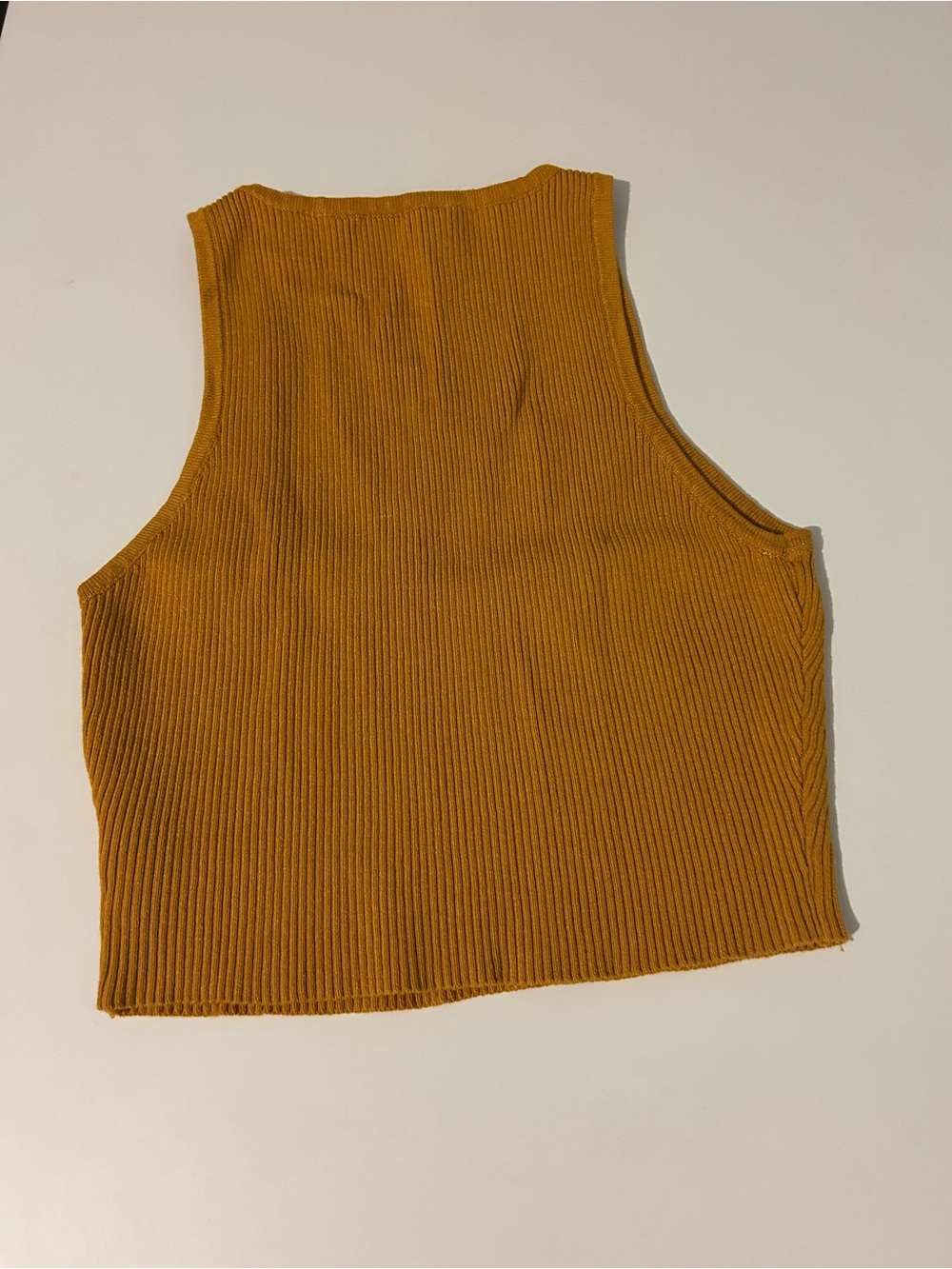 Hera Collection Mustard Ribbed Crop Tank - Picture 2 of 5